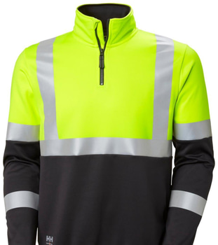 2 ST. SWEATSHIRT HELLY HANSEN, GUL/SVART, VARSEL KL1 ZIP STL. XL