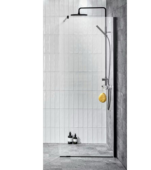 Dushvägg/ skärmvägg Alterna, Lusso black, rak, 90,75x197,1 cm