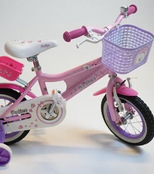 Cykel inkl. stödhjul Pollux, med docksits, hjul 12 tum, ram 6 tum, rosa