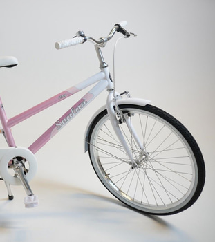 Cykel Svalan, City, hjul 24 tum, ram 14 tum, vit/ljus rosa