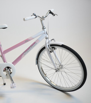 Cykel Svalan, City, hjul 24 tum, ram 14 tum, vit/ljus rosa