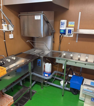 Diskmaskin, Wexiödisk WD-6C, med in- och utmatningsbänk