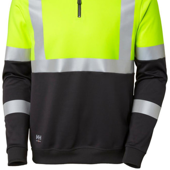 2 ST. SWEATSHIRT HELLY HANSEN, GUL/SVART, VARSEL KL1 ZIP STL. XL
