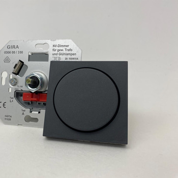 10 st. Lågvoltsdimmer med täckplatta Gira, System 55 antracit, 20-500W