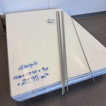 Glasgolv ca 22 m² – aluminiumprofiler