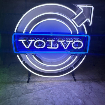 Neonskylt Volvo, blå/vit/svart
