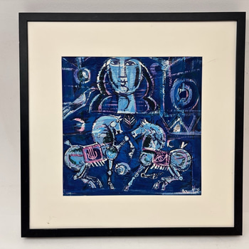 Tavla i ram signerad: ”Wanday”