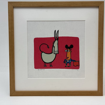 Tavla i ram signerad: ”Luis Santiago”