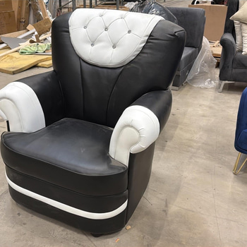 Fåtölj, svart/ vit konstläder