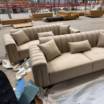 2 st 3-sits soffor, ljusbrun sammet