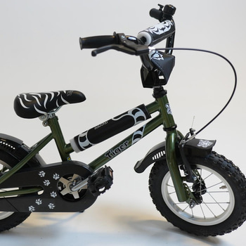 Cykel Tiger, BMX, hjul 12 tum, ram 6 tum, olivgrön