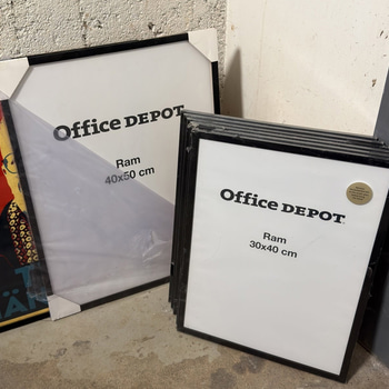 Tavelramar Office Depot, svart, 30x40 och 40x50 cm