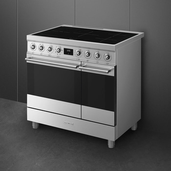 Induktionsspis Smeg 90x60 cm, Rostfritt stål, Classic C92IMX2