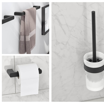 Paket med badrumtillbehör Gustavsberg: toalettrullehållare, toalettborsthållare samt 2 st. handukshållare
