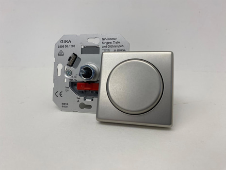 6 st. Lågvoltsdimmer med täckplatta Gira, E22 rostfritt stål, 20-500W