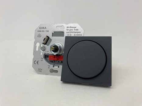 10 st. Lågvoltsdimmer med täckplatta Gira, System 55 antracit, 20-500W