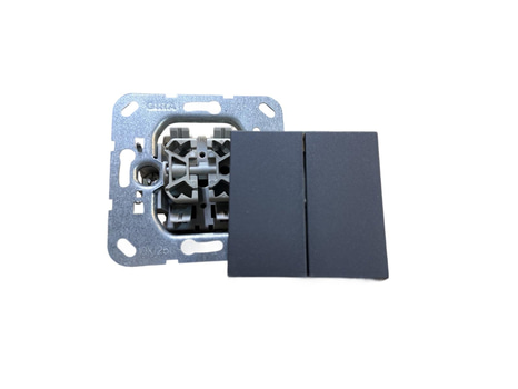 10 ST. STRÖMBRYTARE MED VIPPA, GIRA, SYSTEM 55 D-TRAPP, ANTRACIT