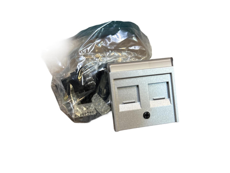 10 ST. VÄGGUTTAG MED TÄCKLOCK GIRA, SYSTEM 55, MODULAR JACK BSF, ALUMINIUM