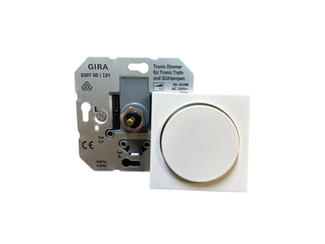 10 ST. GLÖDLAMPSDIMMER MED TRYCKBRYTARE GIRA, SYSTEM 55, TRONIC KRITVIT, 20-520W