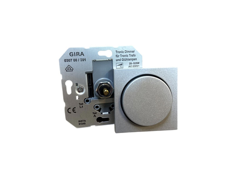 10 ST. GLÖDLAMPSDIMMER MED TRYCKBRYTARE GIRA, SYSTEM 55, TRONIC ALUMINIUM, 20-520W