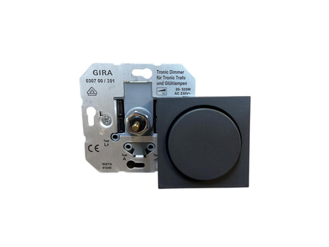 10 ST. GLÖDLAMPSDIMMER MED TRYCKBRYTARE GIRA, SYSTEM 55, TRONIC ANTRACIT, 20-520W