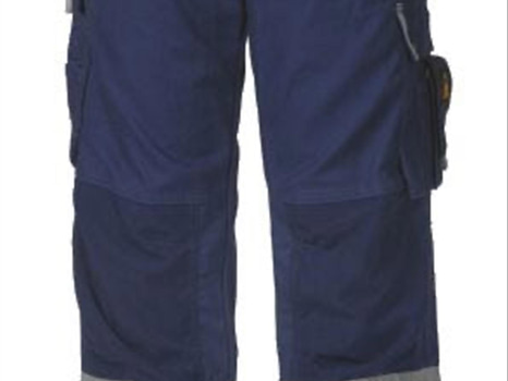 4 st. HANTVERKARBYXA BJÖRNKLÄDER, JUBILEUM VARSEL KLASS 1 MARIN/GUL, OLIKA STORLEKAR