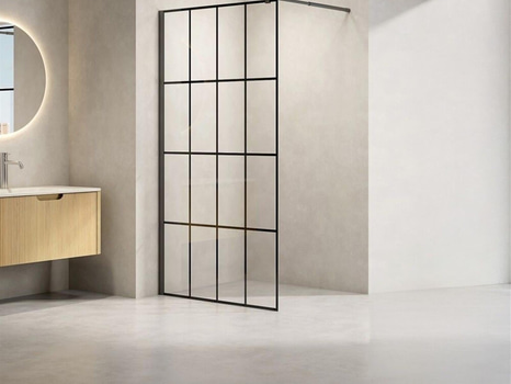 DUSCHVÄGG NORTIQ NEW YORK MED SVART RAM 80CM