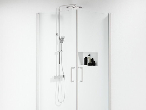 DUSCHHÖRNA CAMARGUE STRANDBO RAK KLARGLAS 80X80CM KROM