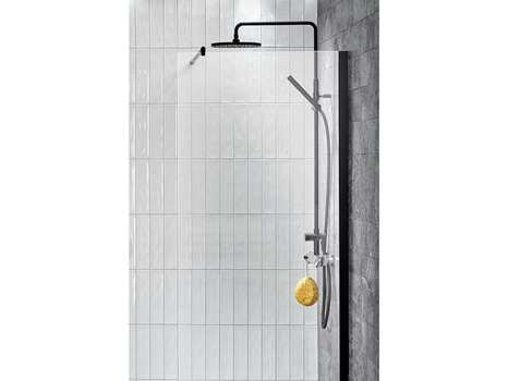 Dushvägg/ skärmvägg Alterna, Lusso black, rak, 90,75x197,1 cm