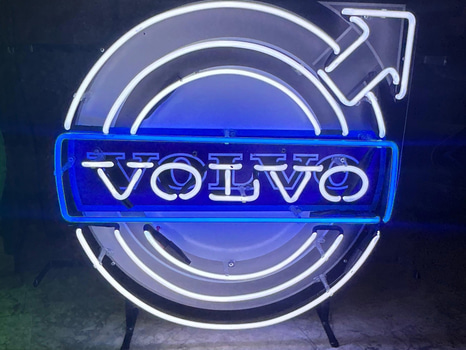 Neonskylt Volvo, blå/vit/svart