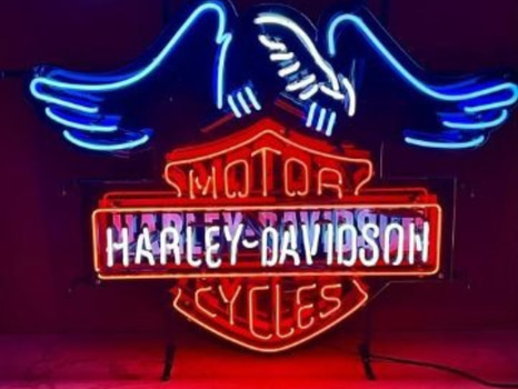 Neonskylt Harley-Davidson, glas