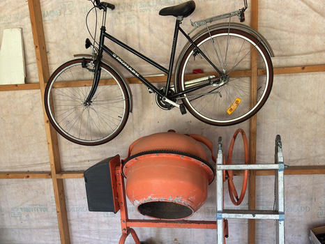 Cementblandare, alu-stege och Monark cykel