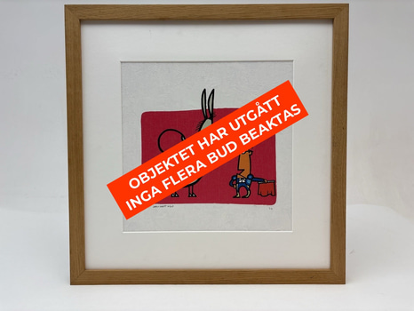 Tavla i ram signerad: ”Luis Santiago”