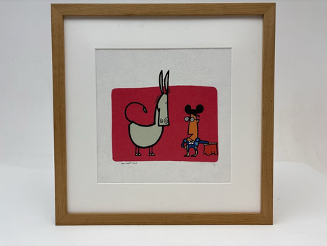 Tavla i ram signerad: ”Luis Santiago”