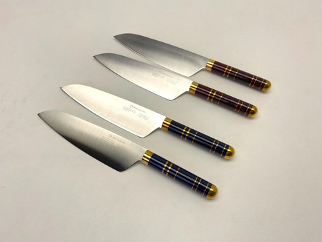 4 st. Kockkniv Bon Centuri Chefs Knife, 20 cm - 2 st. Marine blue och 2 st. Bordeaux red