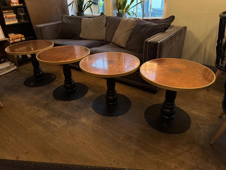 4 st loungebord, ∅ 60 cm, höjd 52 cm