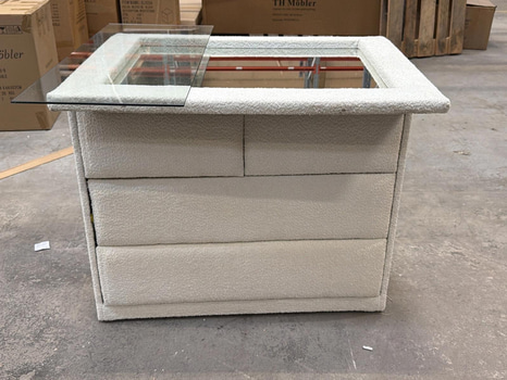 Byår med spegel, ljust teddytyg