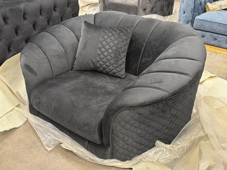 Fåtölj, mörkgrå sammet