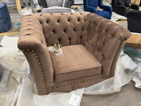 Fåtölj, brun sammet