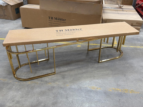 TV-bänk, guld/ klarglas, 180 cm