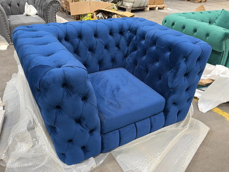 Fåtölj, blå sammet