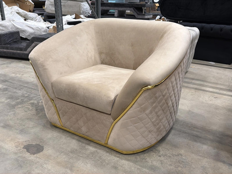 Fåtölj, beige sammet