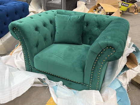 Fåtölj, grön sammet