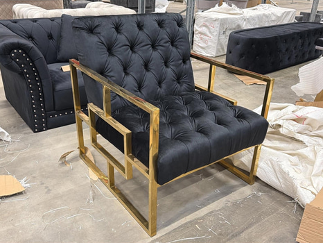 Fåtölj, guld/ svart sammet