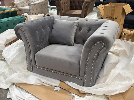 Fåtölj, grå sammet