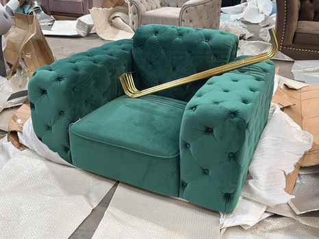 Fåtölj, grön sammet