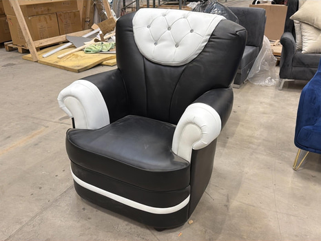 Fåtölj, svart/ vit konstläder