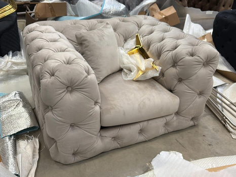 Fåtölj, grå sammet