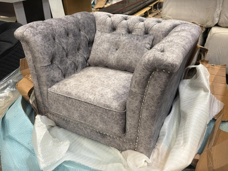 Fåtölj, grå sammet