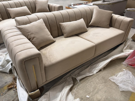 3-sits soffa, ljusbrun sammet